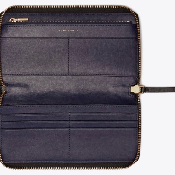 Tory Burch (Collection-Robinson) Black wallet with gold-tone hardware - Picture 1 of 7